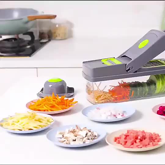 16-In-1 Multifunctional Vegetable Chopper & Slicer with Colander Basket and Storage