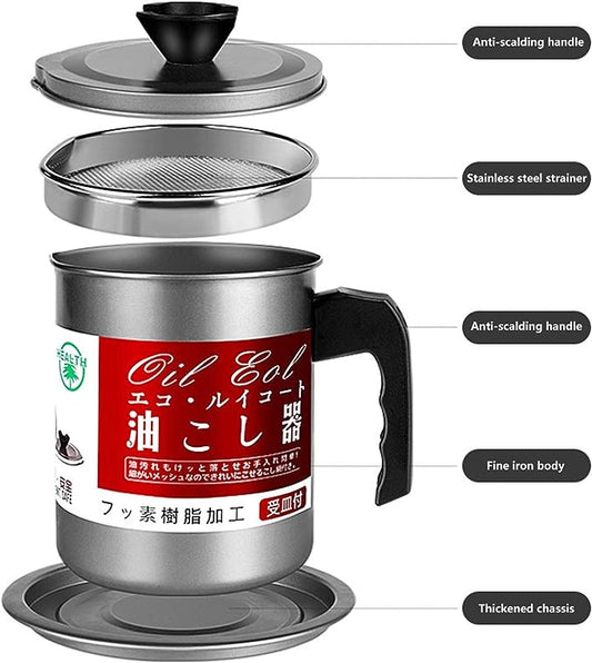 Oil Filter Pot 1.4L | Oil Strainer For Kitchen | Oil Container Pot Filter 1.4 Liter