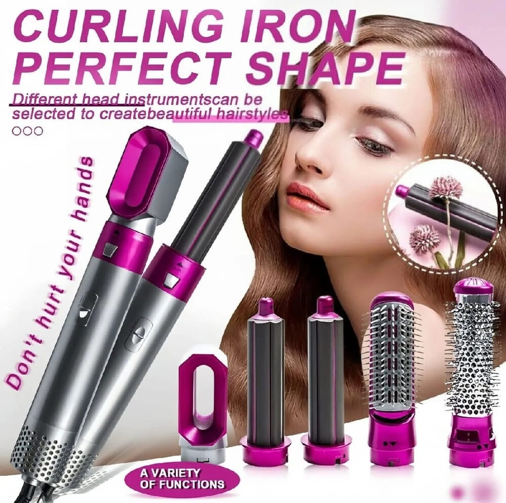 5 In 1 High Quality Hair Styler Brush Hair Straightener Curler Blow Dryer Volumizer