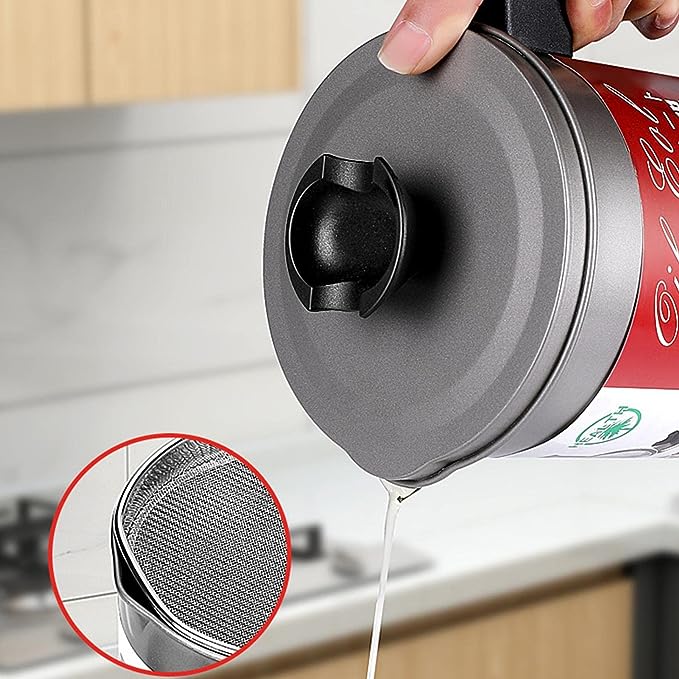 Oil Filter Pot 1.4L | Oil Strainer For Kitchen | Oil Container Pot Filter 1.4 Liter